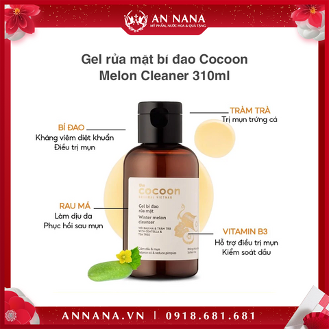 Gel bí đao rửa mặt Cocoon Melon Cleanser 310ml