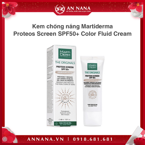 Kem chống nắng Martiderma Proteos Screen SPF50+ Color Fluid Cream