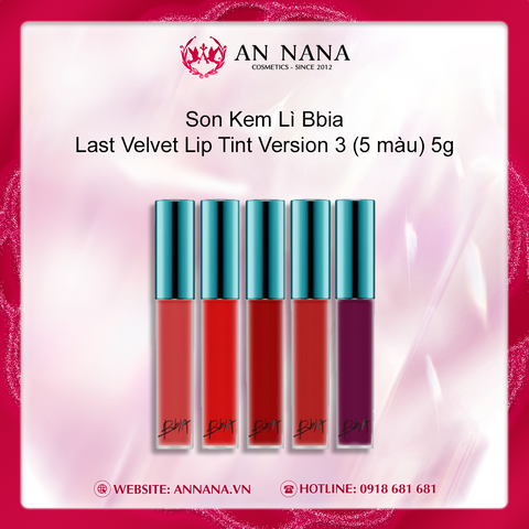 Son Kem Lì Bbia Last Velvet Lip Tint Version 1 (5 màu) 5g