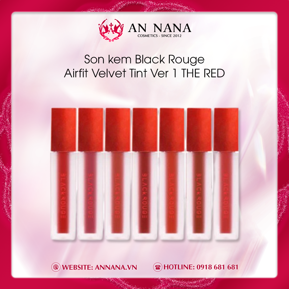 Son kem Black Rouge Airfit Velvet Tint Ver 1 THE RED