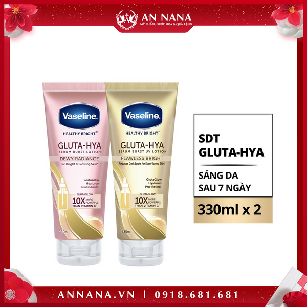 Sữa dưỡng thể Vaseline Gluta-Hya Dưỡng Da Sáng Mịn Sau 7 Ngày 330 ml