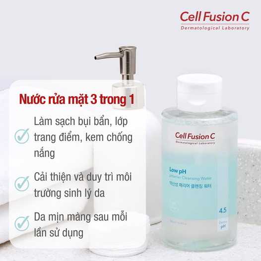 Nước rửa mặt cấp ẩm cân bằng pH da Cell Fusion C Low pH 500ml