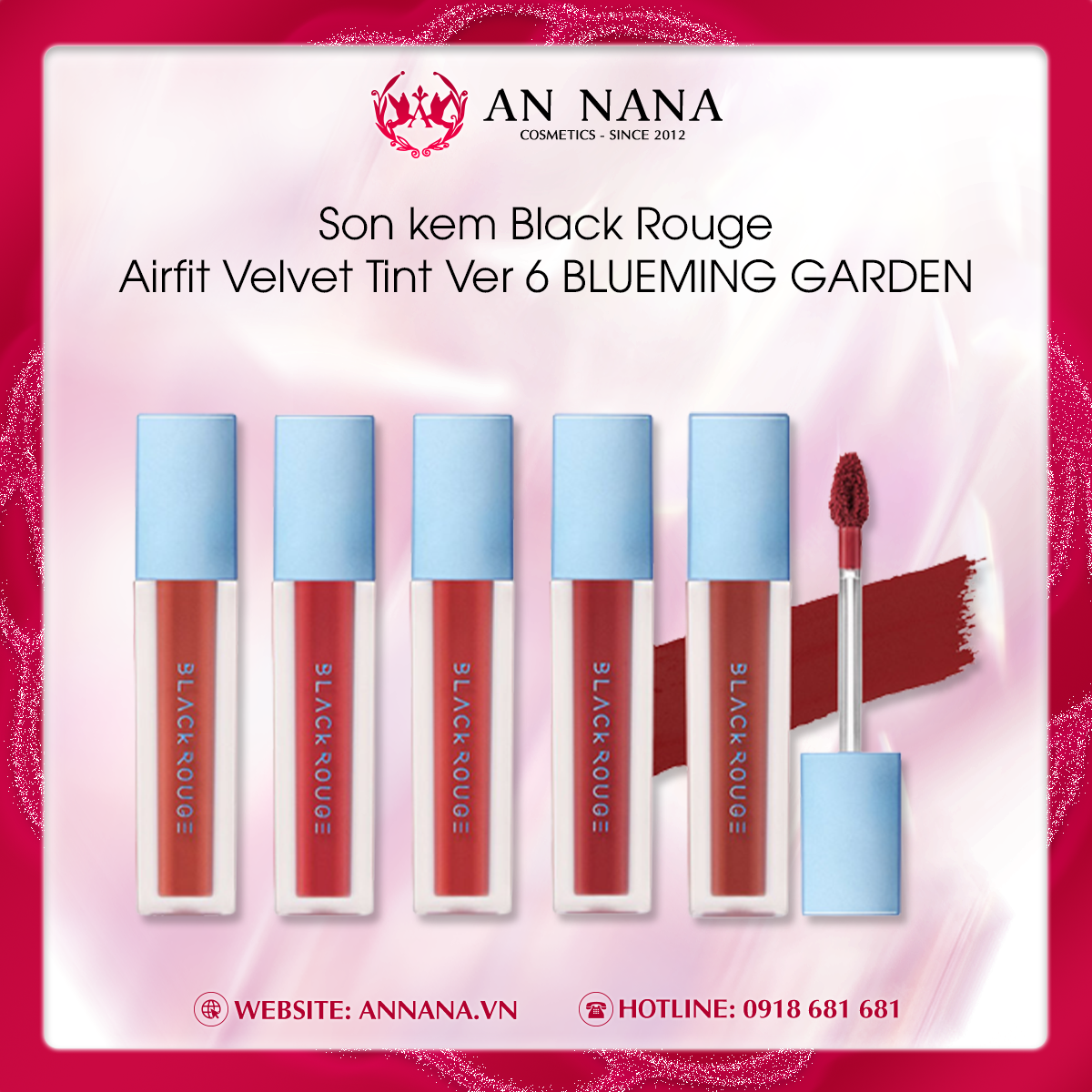 Son kem Black Rouge Airfit Velvet Tint Ver 6 BLUEMING GARDEN