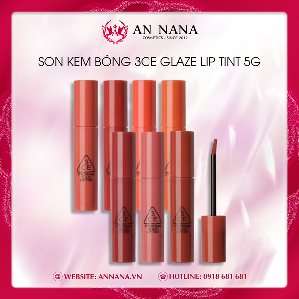 Son Kem Bóng 3CE Cho Đôi Môi Mọng Nước 3CE Glaze Lip Tint 5g