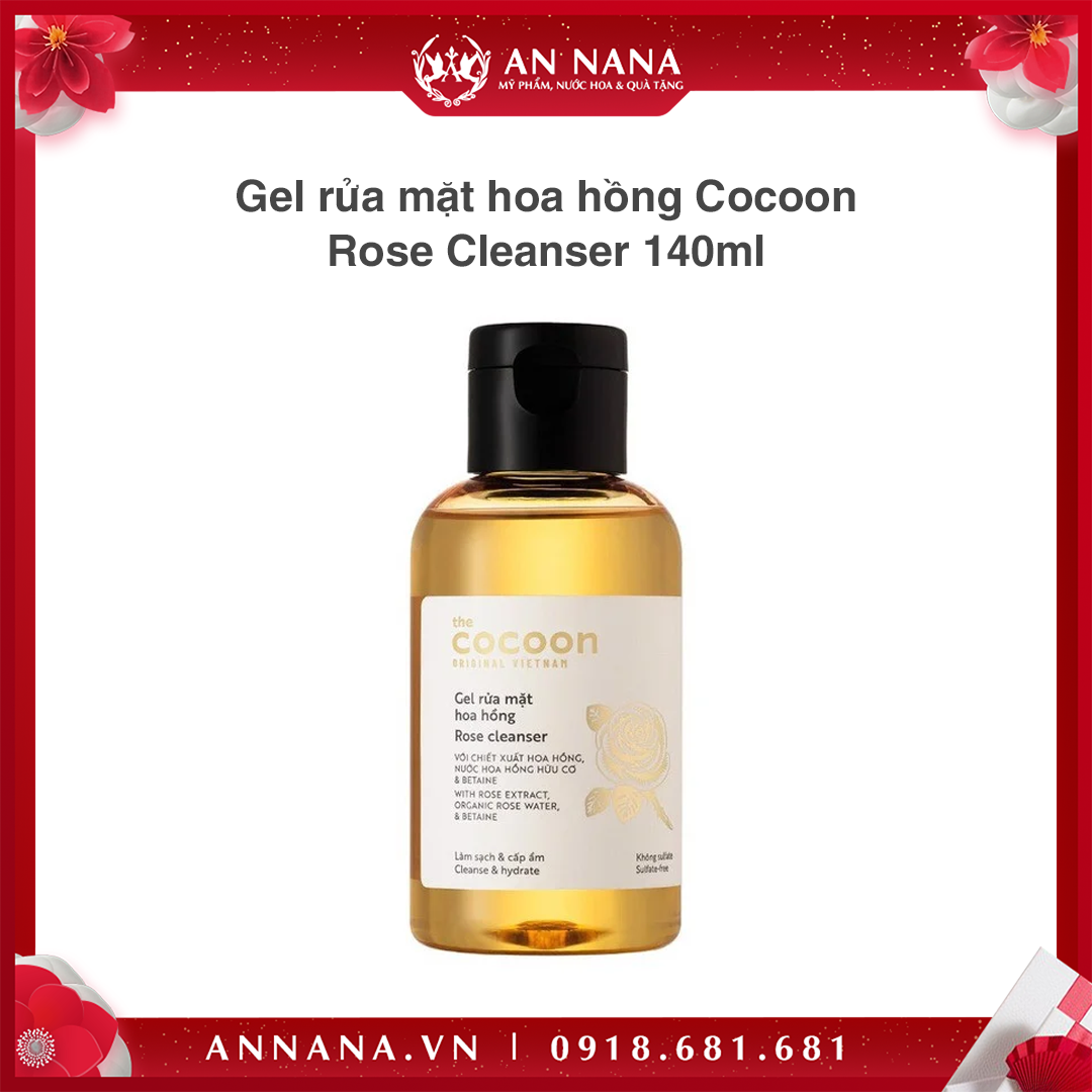 Gel rửa mặt hoa hồng Cocoon Rose Cleanser 140ml