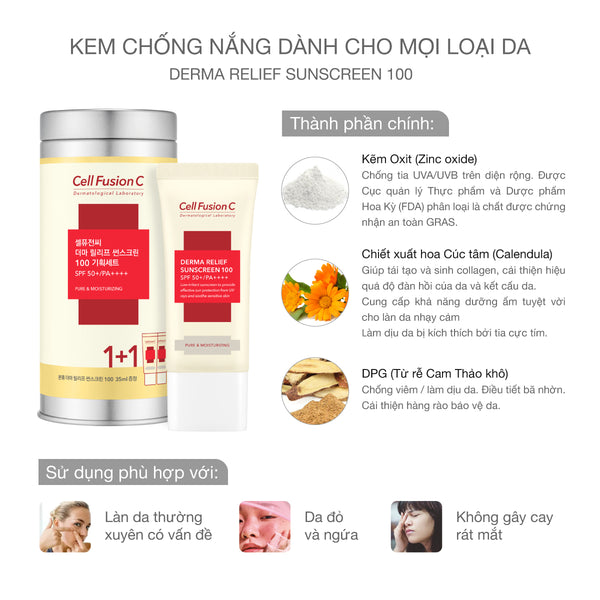 Kem Chống Nắng Chống Ánh Sáng Xanh Cell Fusion C Derma Relief 50+/PA++++ 50ml