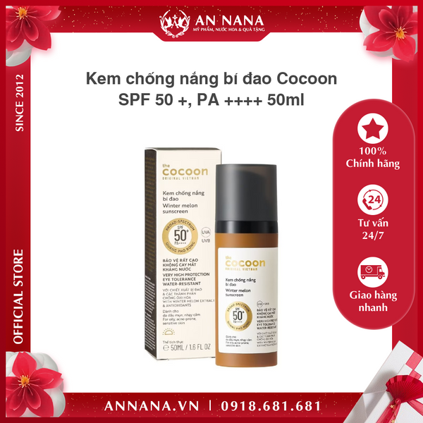 Kem chống nắng bí đao Cocoon SPF 50 +, PA ++++ 50ml