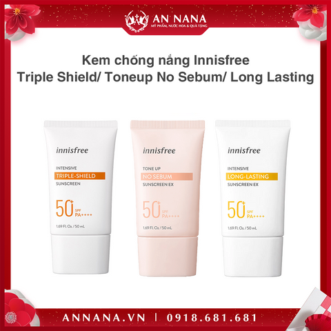 Kem chống nắng Innisfree Triple Shield / Long Lasting / Tone up No Sebum