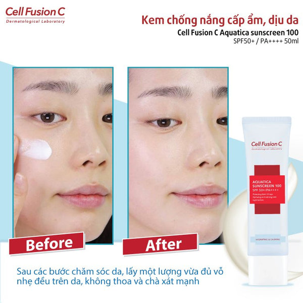 Kem chống nắng Cell Fusion C cấp ẩm, dịu da Aquatica 50+/ PA++++ 50ml