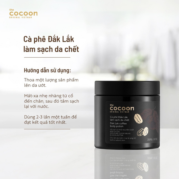 Tẩy da chết cơ thể Cà phê Đắk Lắk Cocoon 200ml - 600ml