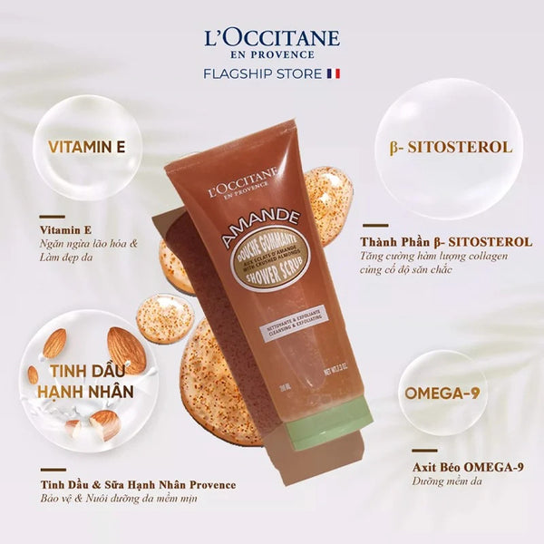 Gel Tắm Hạnh Nhân Tẩy Tế Bào Chết LOccitane Almond Shower Scrub 200ml