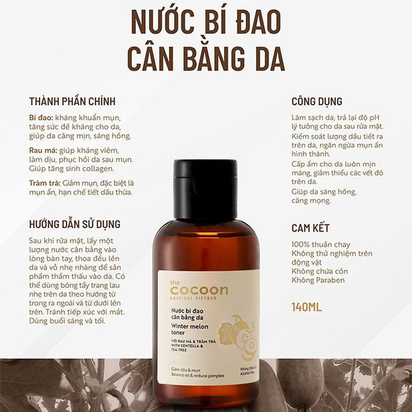 Toner bí đao cân bằng da Cocoon 140ml