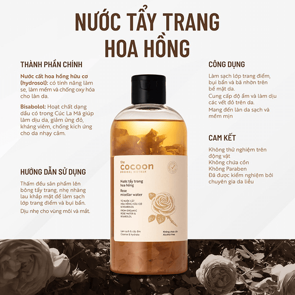 Nước tẩy trang hoa hồng Cocoon 140ml - 500ml