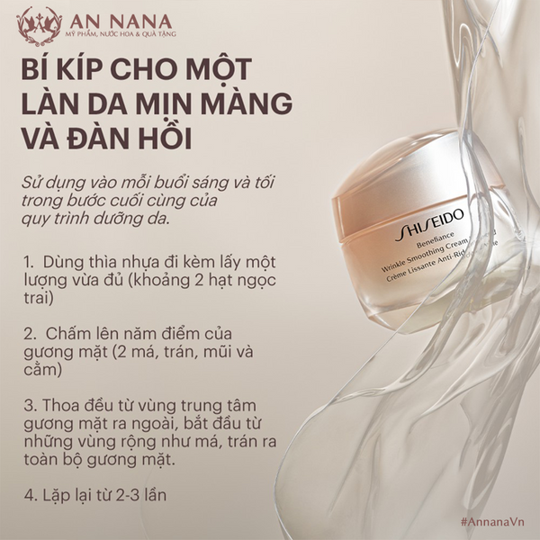 Kem dưỡng da Shiseido Benefiance Wrinkle Smoothing Cream Enriched 50ml - An Nana