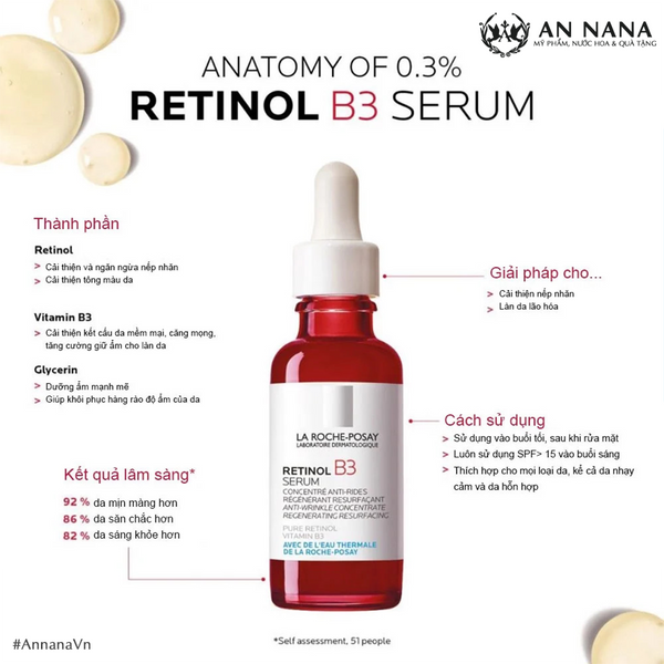 Tinh Chất Giảm Thâm Nám & Nếp Nhăn, Chống Lão Hóa La Roche-Posay Retinol B3 Serum 30ml