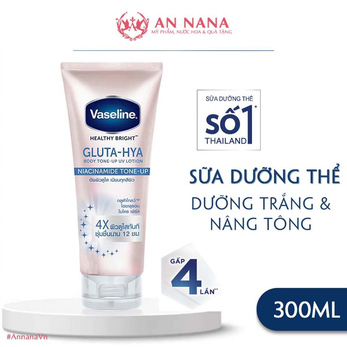 Sữa Dưỡng Thể VASELINE Gluta-Hya Tone Up 4X 300ml