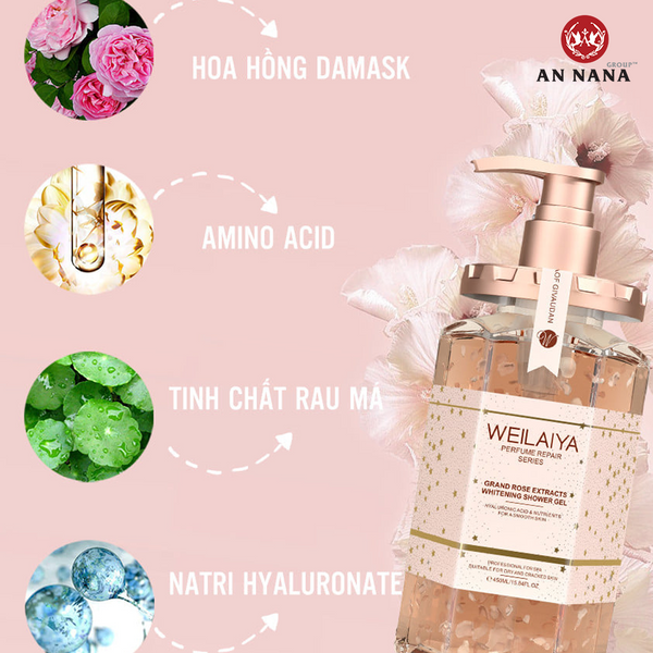 Sữa tắm trắng da cánh hoa hồng Damask Weilaiya 450ml